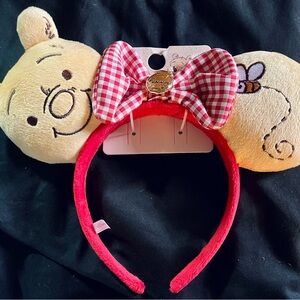 NWT Primark Disney Winnie the Pooh Red Checkered Bow Headband